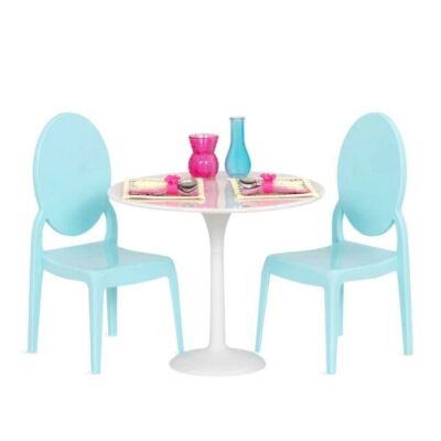 Case of (2) Our Generation Furniture Playset for 18" Dolls, Table for Two in White & Blue