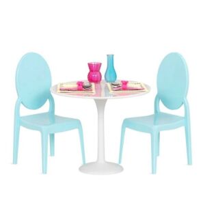 Case of (2) Our Generation Furniture Playset for 18" Dolls, Table for Two in White & Blue