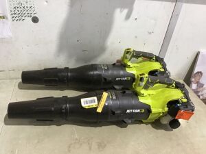 Lot of (2) RYOBI 160 MPH 520 CFM 25cc Gas Jet Fan Blower - Has Compression, Not Tested Further