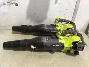 Lot of (2) RYOBI 160 MPH 520 CFM 25cc Gas Jet Fan Blower - No Compression, For Parts or Repair 