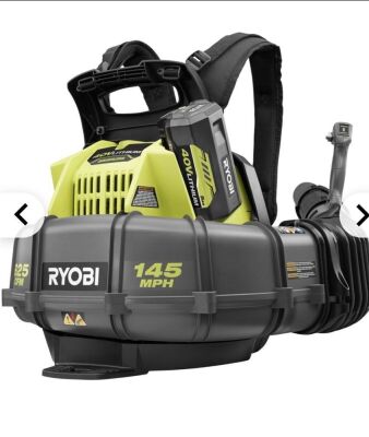 RYOBI 40V 625CFM Backpack Blower - Missing Batteries & Long Blower Tube 