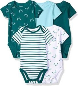 Case of (24) Hanes Ultimate Baby Flexy 5 Pack Short Sleeve Bodysuits, 12-18M
