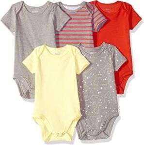 Case of (15) Hanes Ultimate Baby Flexy 5 Pack Short Sleeve Bodysuits, 18-24M