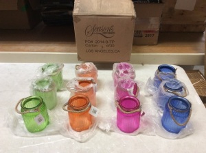 Case of (12) Multicolor 6" Glass Lantern Jars - New