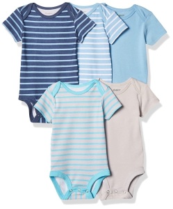 Case of (24) Hanes Ultimate Baby Flexy 5 Pack Short Sleeve Bodysuits, 12-18M 