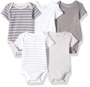 Case of (24) Hanes Ultimate Baby Flexy 5 Pack Short Sleeve Bodysuits, 12-18M  