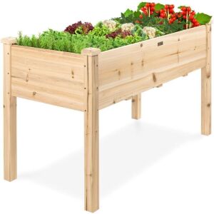 Raised Garden Bed, Elevated Wooden Planter Box w/ Foot Caps - 48x24.5x30in 