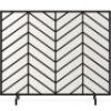 Single Panel Iron Chevron Fireplace Screen w/ Antique Finish - 38x31in&nbsp;