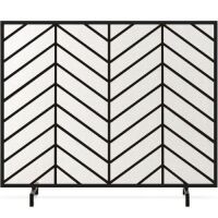 Single Panel Iron Chevron Fireplace Screen w/ Antique Finish - 38x31in&nbsp;