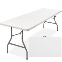 8ft Portable Folding Plastic Dining Table w/ Handle, Lock&nbsp;
