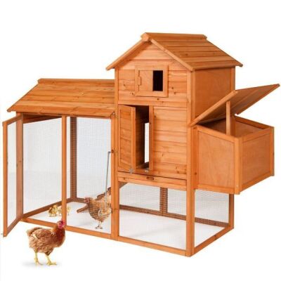 Multi-Level Wooden Chicken Coop - 80in 