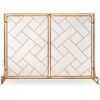 2-Panel Wrought Iron Geometric Fireplace Screen w/ Magnetic Doors - 44x33in 