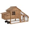 Mobile Wood Chicken Coop Tractor w/ Wheels, 2 Doors, Nest Box - 70in 