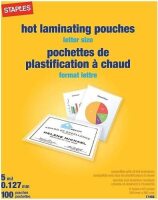 Staples 489526 5 Mil Thermal Laminating Pouches Letter Size 100 Pack (Set of 3)