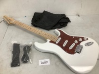 White Electric Guitar w/ Case, Strap, AMP Cord and Wammy Bar