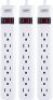 6-Outlet Power Strip, 6Ft Cord, White, 3/Pack