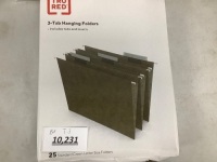 Hanging File Folder, 3-Tab, Letter Size, Standard Green, 25/Box