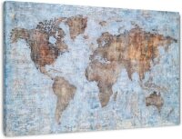 Yihui Arts World Map Wall Art Poster Hand Painted on Canvas