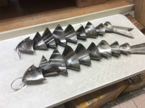 Lot of (2) Metal Hanging Fish Decorations - Appear New&nbsp;