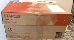 Box of Staples 3 Hole Copy Paper, Letter Size