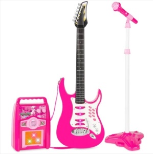 Kids Electric Guitar Toy Play Set w/ 6 Songs, Microphone, Amp