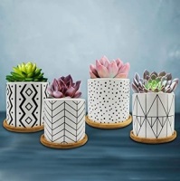 Lot of (2) Dervell Succulent Planters with Drainage, Geometric Patterned, 4 Pack - Appear New&nbsp;