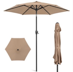 Outdoor Market Patio Umbrella w/ Push Button Tilt, Crank Lift - 7.5ft