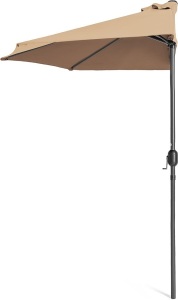 Half Patio Umbrella w/ 5 Ribs, Crank - 9ft