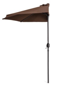 Half Patio Umbrella w/ 5 Ribs, Crank - 9ft