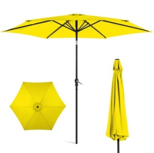 Outdoor Steel Market Patio Umbrella Decoration w/ Tilt, Crank Lift - 10ft