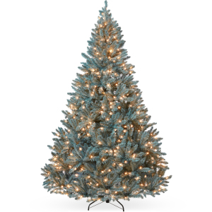 Pre-Lit Blue Spruce Christmas Tree w/ Foldable Base