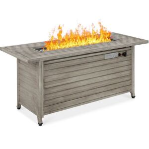 50,000 BTU Rectangular Propane Gas Fire Pit Table w/ Storage, Cover - 57in 