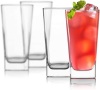 16oz Highball Glasses, Set of 4 with 4 Stainless Steel Straws, Round Top, Square Bottom - NEW