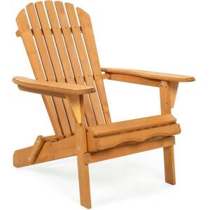 Folding Wooden Adirondack Chair Accent Furniture w/ Natural Finish