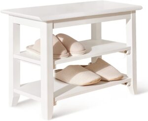 OGCAU Shoe Rack Bench,3 Tier Wooden Storage Bench