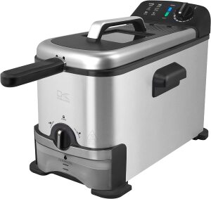 Kalorik 3.2 Quart Deep Fryer with Oil Filtration, Stainless Steel