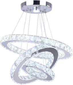 Winretro 3 Ring Modern LED Crystal Chandelier Light Fixture