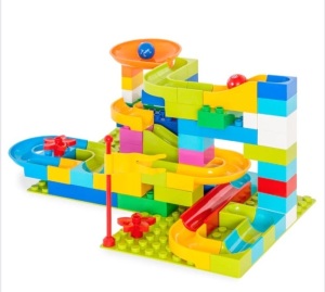 97-Piece Kids Create Your Own Marble Maze Run Racetrack Puzzle Game Set