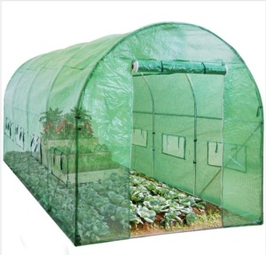 Walk-In Greenhouse Tunnel Tent w/ Roll-Up Windows, Zippered Door - 15x7x7ft