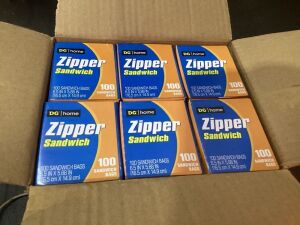 Case of (6) Zipper Sandwich Bags, 100ct 