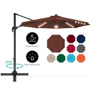 360-Degree LED Cantilever Offset Patio Umbrella w/ Tilt - 10ft 