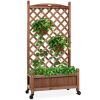 Wood Planter Box & Lattice Trellis w/ Drainage, Optional Wheels - 60in 