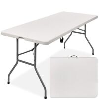 6ft Portable Folding Plastic Dining Table w/ Handle, Lock&nbsp;