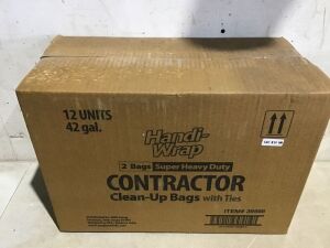 Case of (12) Handi-Wrap Heavy Duty 42 gal Contractor Bags with Ties