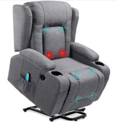 Electric Power Lift Recliner Massage Chair w/ Heat, USB Port, Cupholders