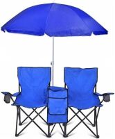 Double Folding Chair w/ Removable Umbrella