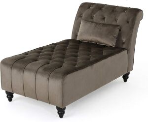 Grey Velvet Chaise 