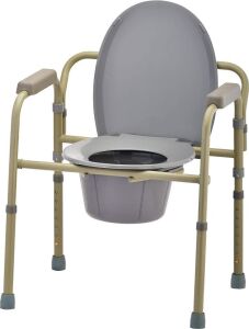 NOVA Folding Commode, Over Toilet and Bedside Commode, Comes with Splash Guard/Bucket/Lid, Gray - Appears New