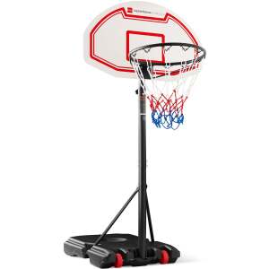 Kids Height-Adjustable Basketball Hoop, Portable Backboard System w/ Wheels